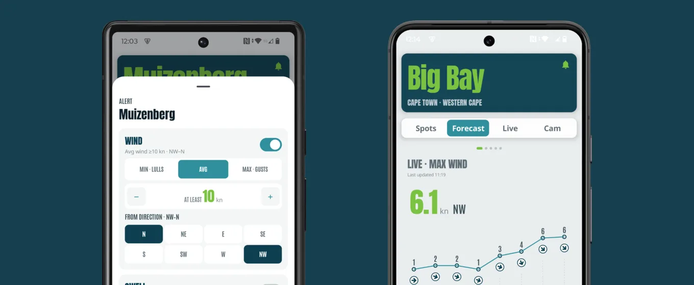 Flow alert setup for Muizenberg and the Big Bay forecast